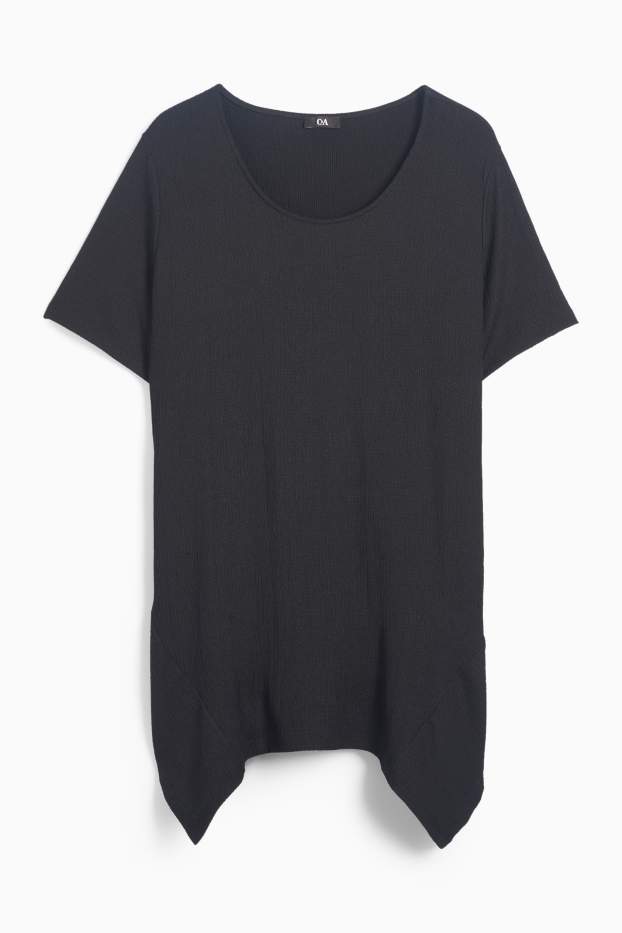 Femmes - T-shirt - texturé - noir