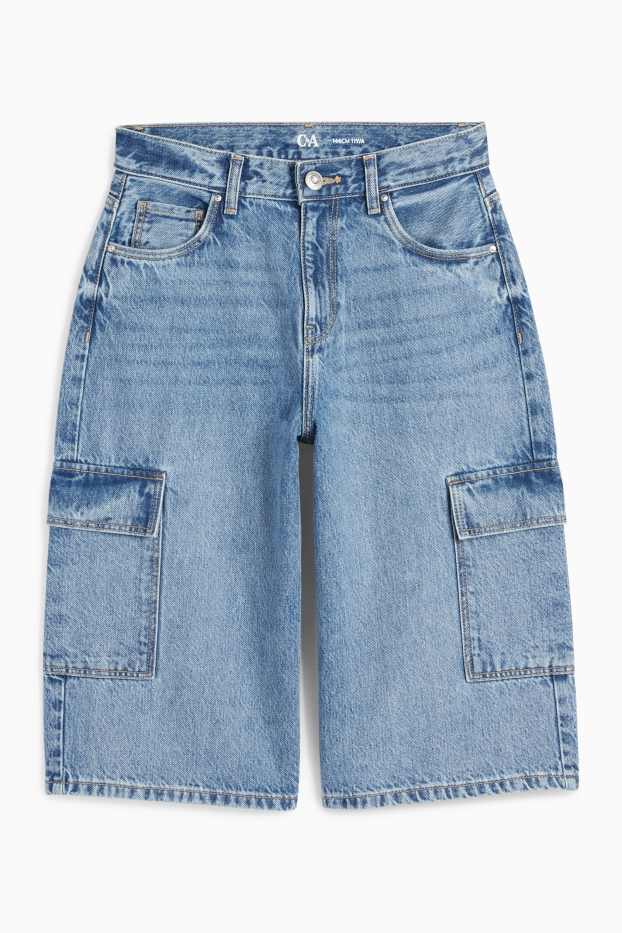 Enfants filles - Bermuda en jean - jean bleu clair