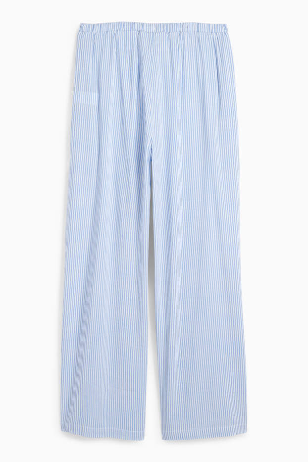Enfants filles - Pantalon en tissu - palazzo - à rayures - blanc / bleu clair