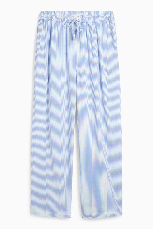 Enfants filles - Pantalon en tissu - palazzo - à rayures - blanc / bleu clair