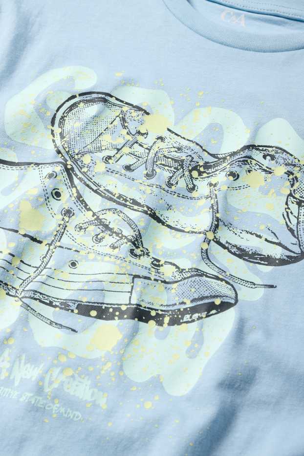 Children Boys - Trainers - set - short sleeve T-shirt and shorts - 2 piece - light blue