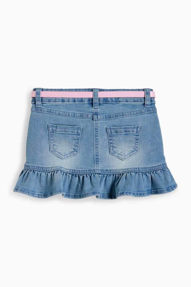 Enfants filles - Hello Kitty - jupe en jean avec ceinture - bleu