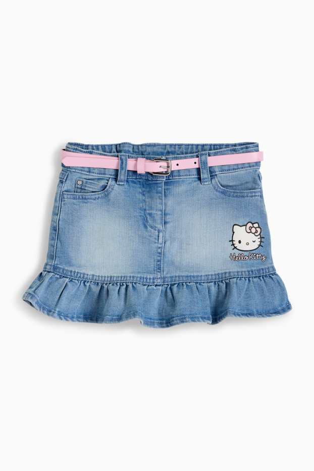 Enfants filles - Hello Kitty - jupe en jean avec ceinture - bleu