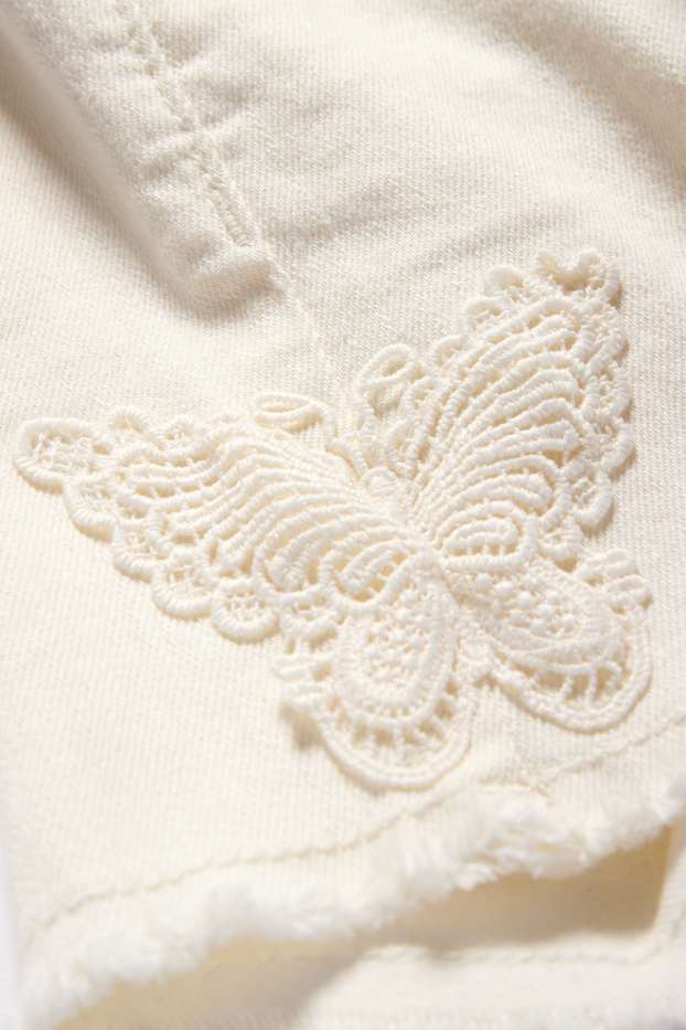 Copii - Fete - Fluture - pantaloni scurți de blugi cu curea - alb-crem