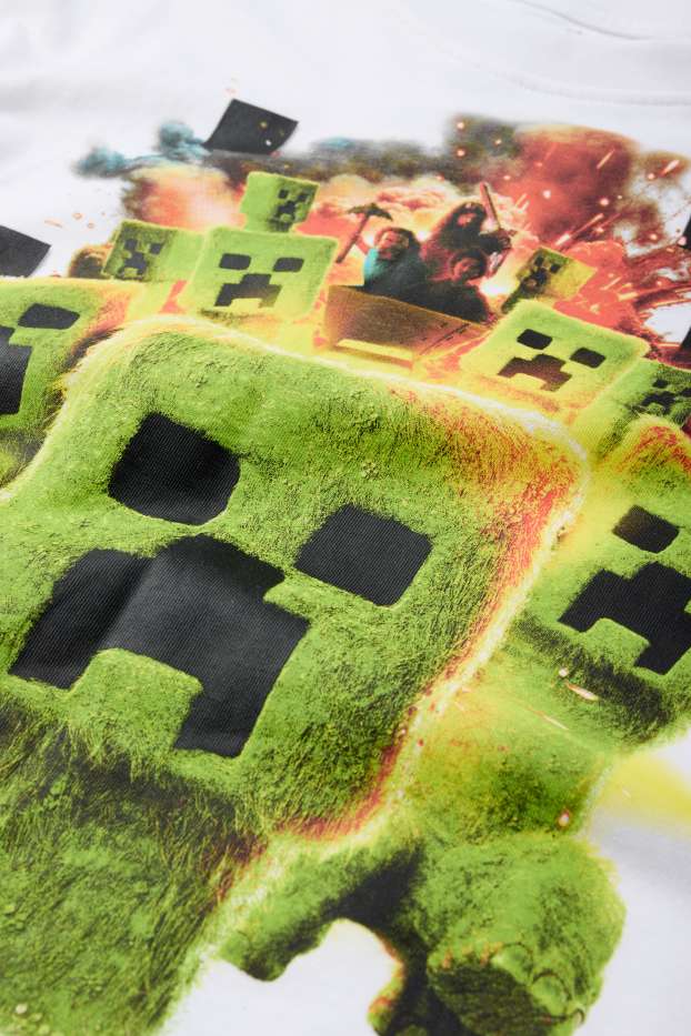 Bambini - Minecraft - set - maglia a maniche corte e shorts - 2 pezzi - bianco / nero