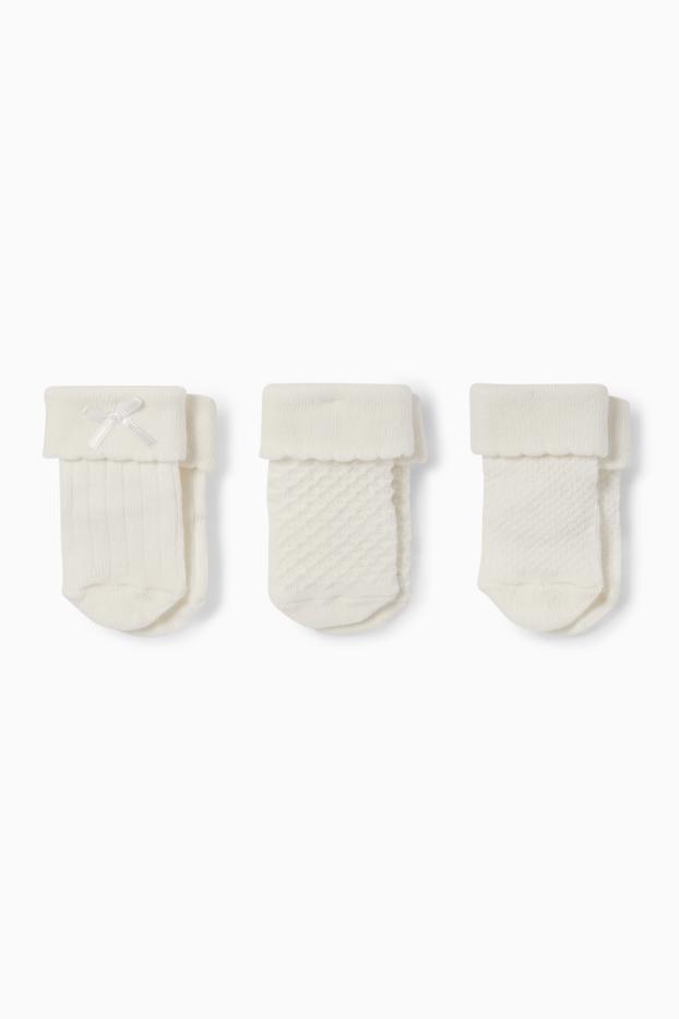 Bebeluși - fete - Multipack 3 perechi - șosete nou-născuți - structurate - alb