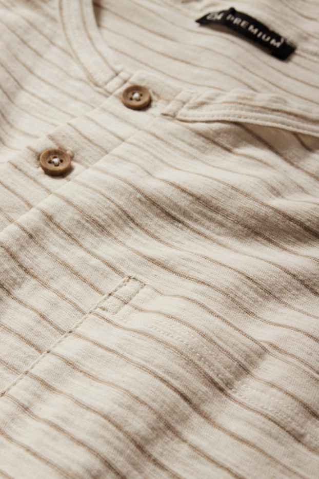 Kinder Jungen - Kurzarmshirt - gestreift - hellbeige