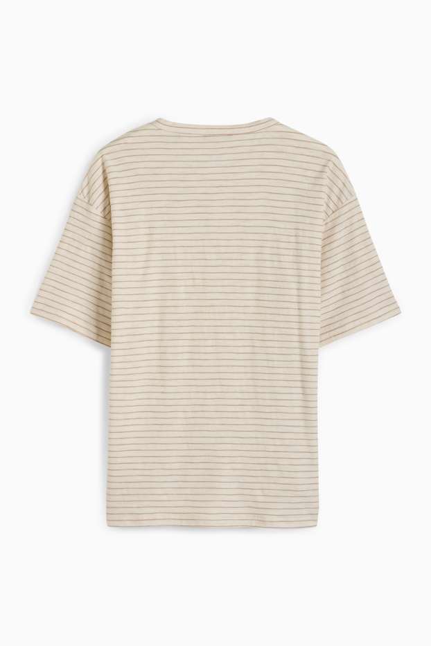 Kinder Jungen - Kurzarmshirt - gestreift - hellbeige