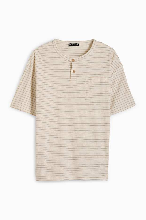 Kinder Jungen - Kurzarmshirt - gestreift - hellbeige
