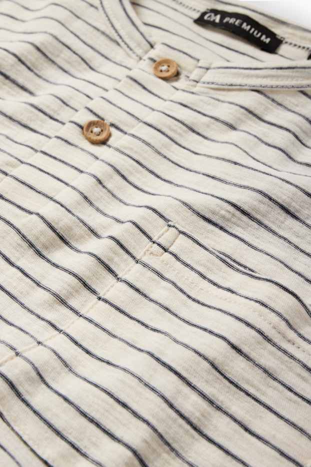 Kinder Buben - Kurzarmshirt - gestreift - dunkelgrau / weiß