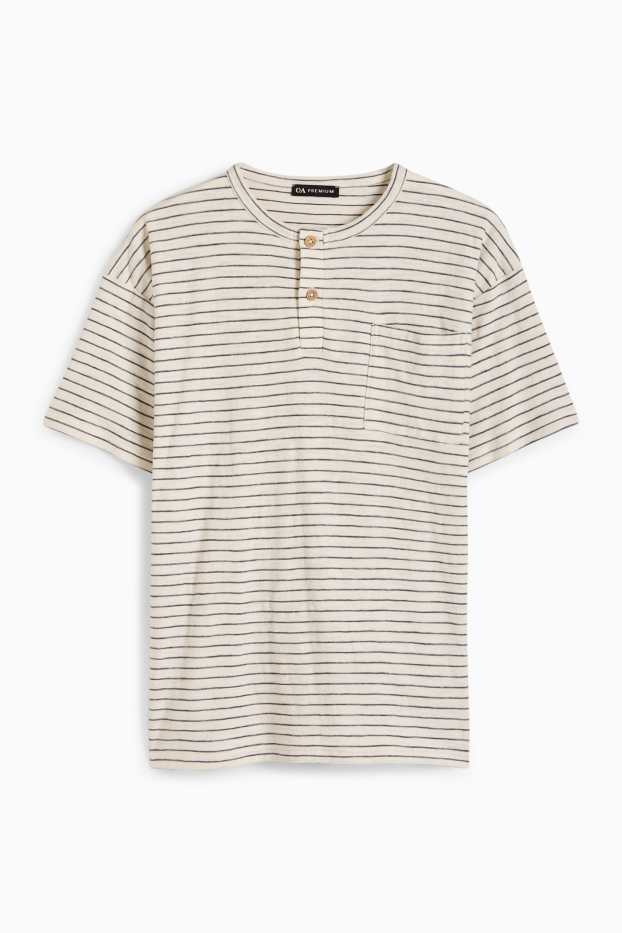 Kinder Buben - Kurzarmshirt - gestreift - dunkelgrau / weiß