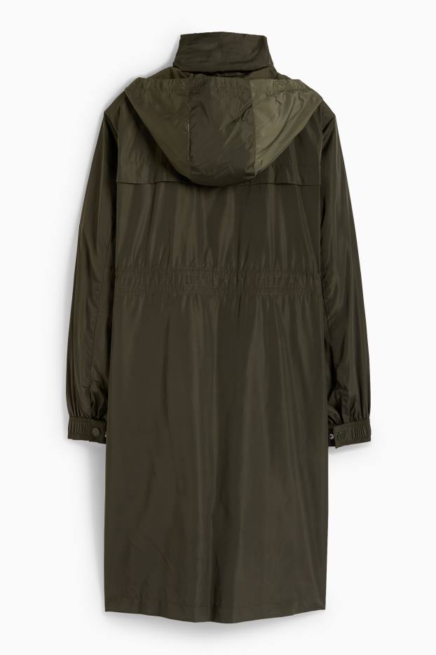Women - Parka with hood - water-repellent - dark green