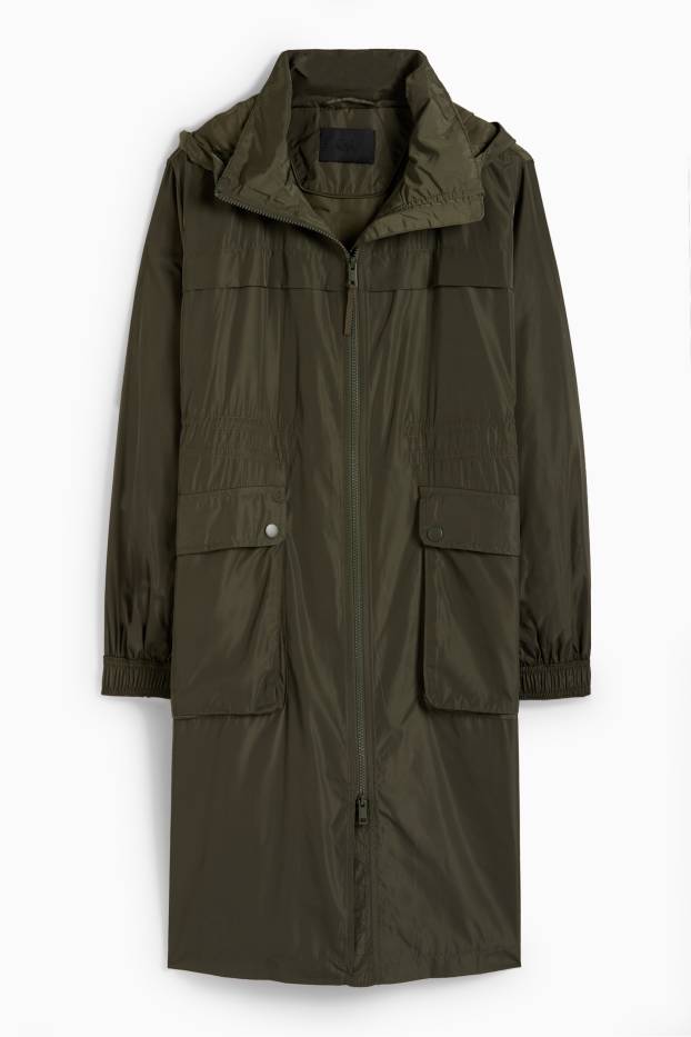 Women - Parka with hood - water-repellent - dark green