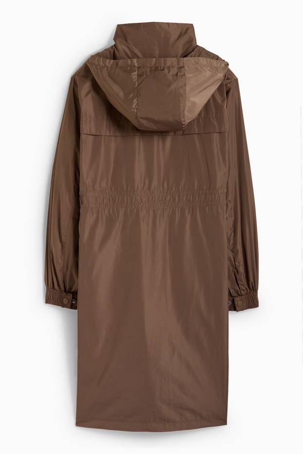 Women - Parka with hood - water-repellent - brown