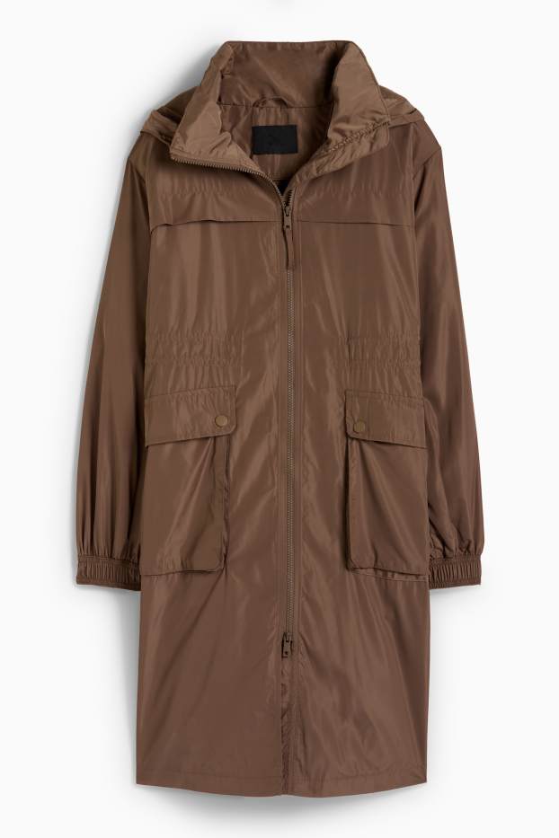 Women - Parka with hood - water-repellent - brown