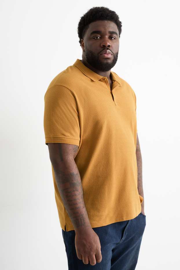 Men - Polo shirt - textured - brown