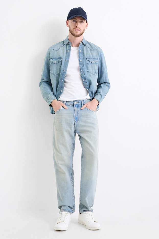Home - Relaxed tapered jeans - texà blau clar