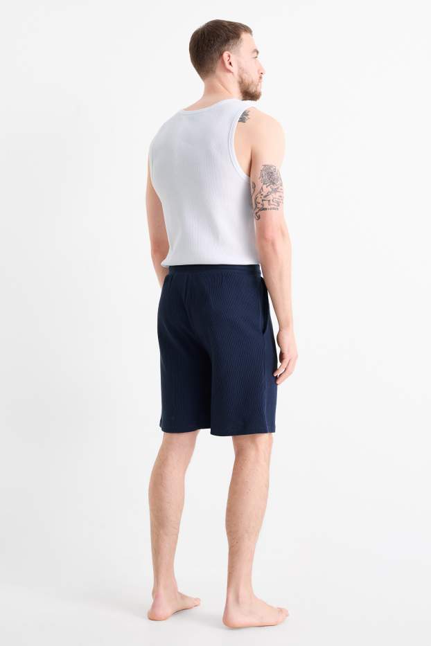 Heren - Pyjamashorts - donkerblauw