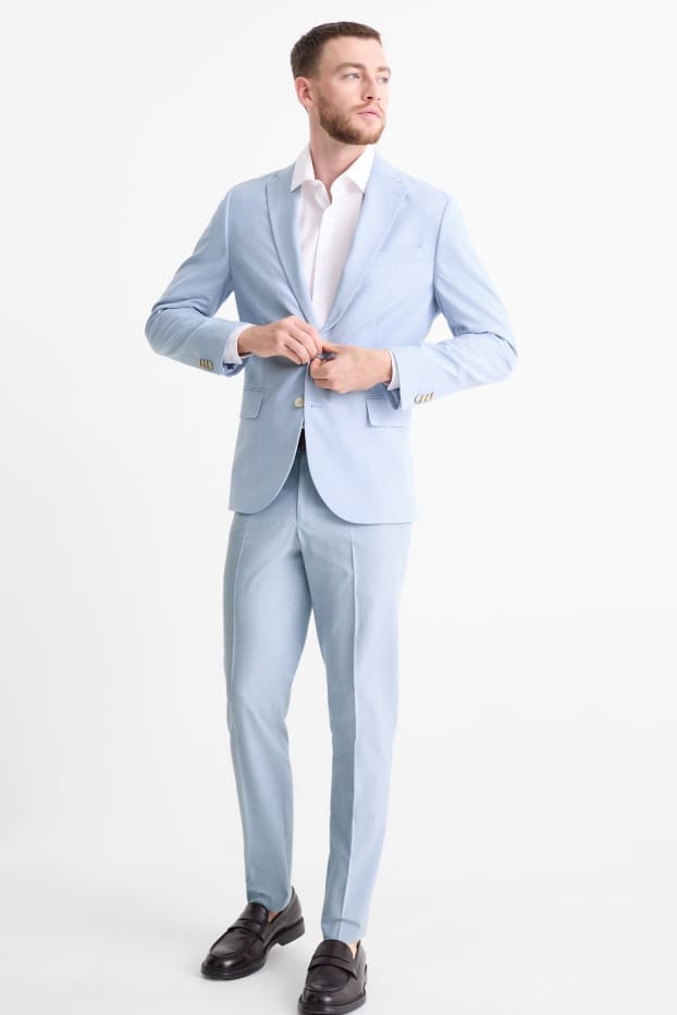 Herren - Baukasten-Hose - Slim Fit - Flex - gestreift - hellblau