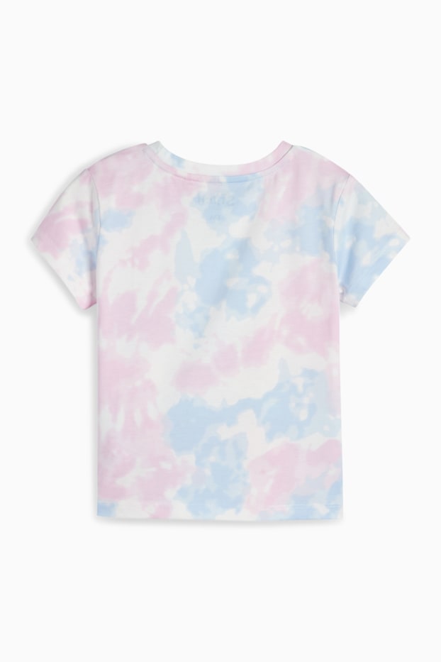 Kinder Mädchen - Lilo & Stitch - Kurzarmshirt - gemustert - rosa / hellblau