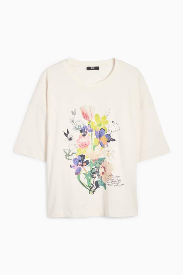Donna - T-shirt - regular fit - bianco crema