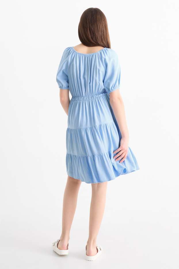 Nena - Vestit amb component de lli - blau clar