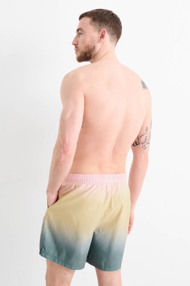 Hommes - Short de bain - à motif - jaune