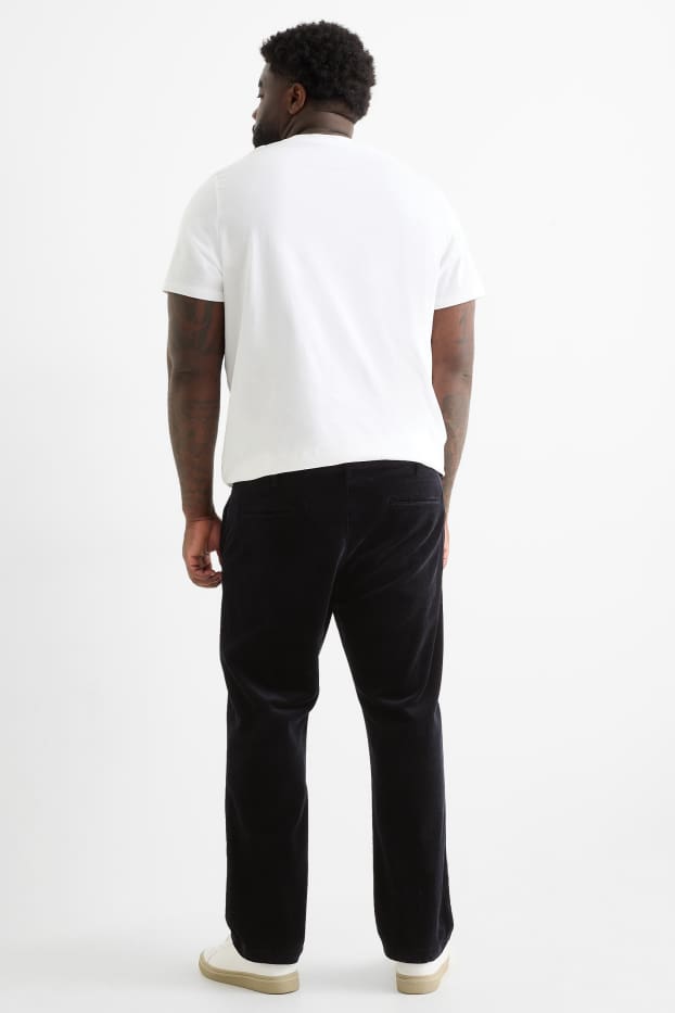 Pánské - Manšestrové kalhoty - regular fit - černá