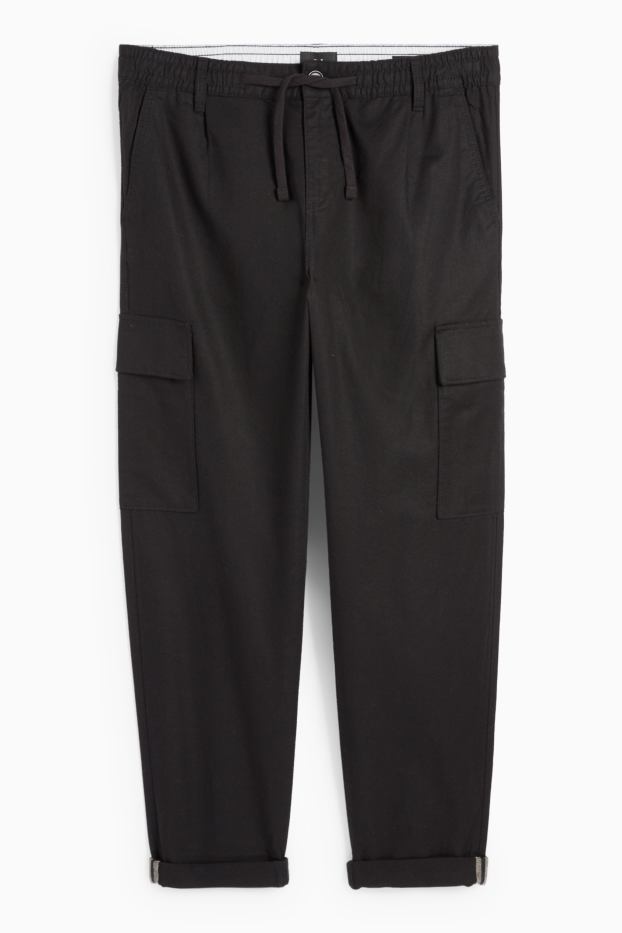 Herren - Cargohose - Tapered Fit - schwarz