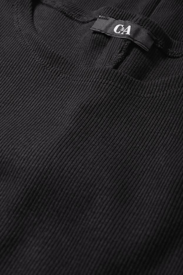 Dámské - Tričkové šaty - žebrované - černá