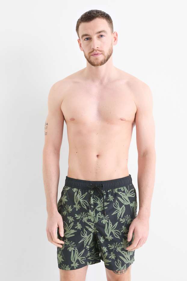 Men - Swim shorts - patterned - green