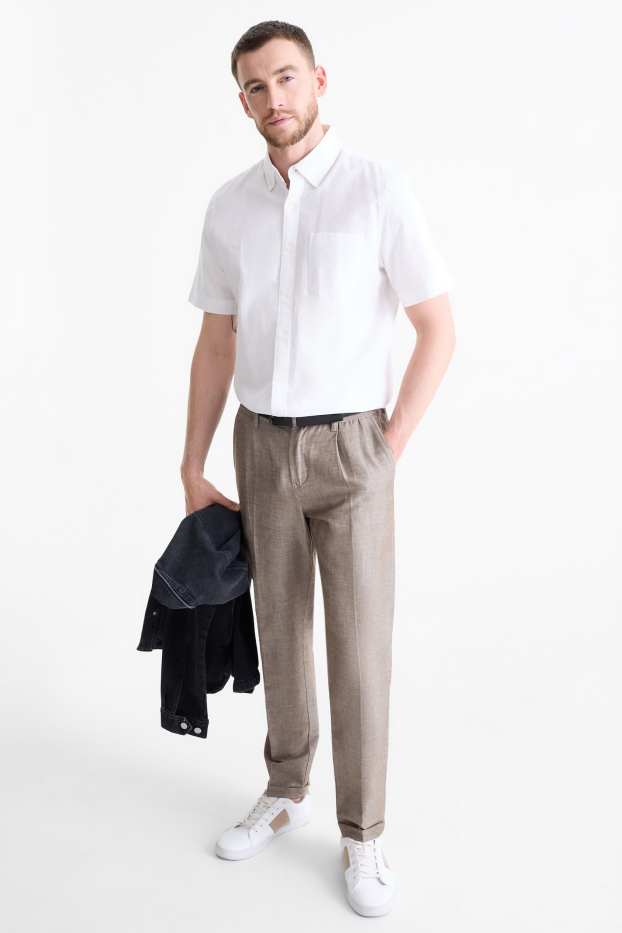 Hommes - Chino - tapered fit - marron clair