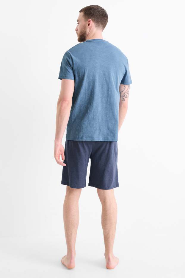 Herren - Shorty-Pyjama - blau