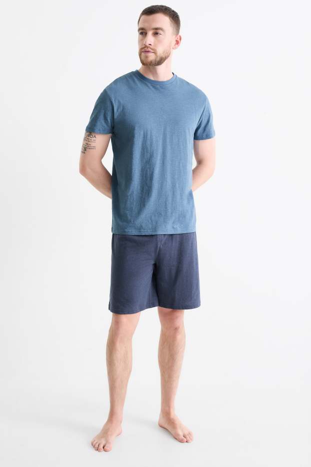 Herren - Shorty-Pyjama - blau
