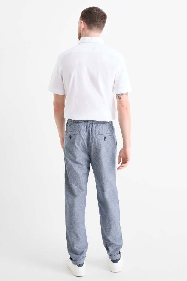 Uomo - Pantaloni chino con componente di lino - tapered fit - blu melange