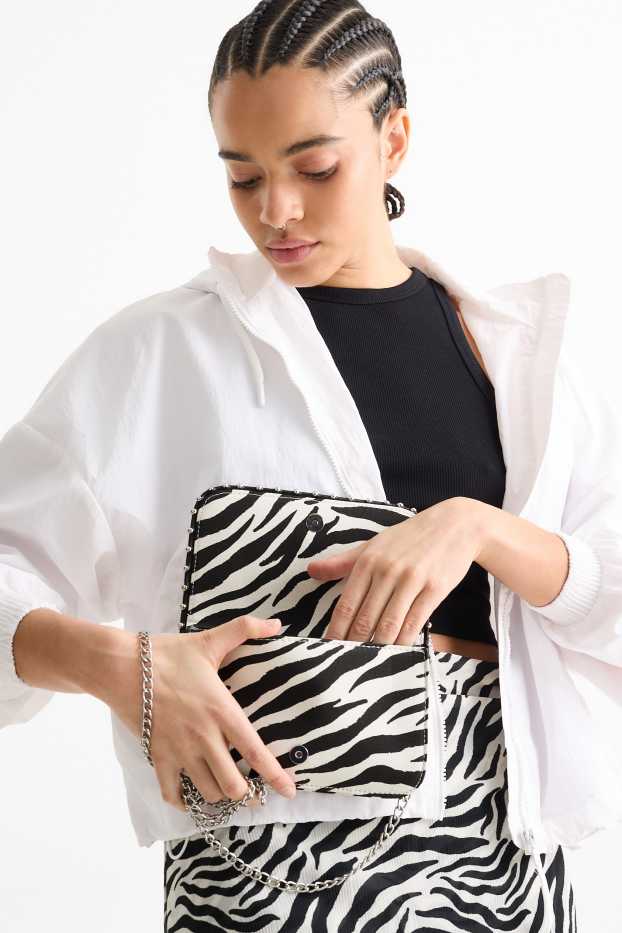 Donna - Borsa a tracolla - con motivi - bianco / nero