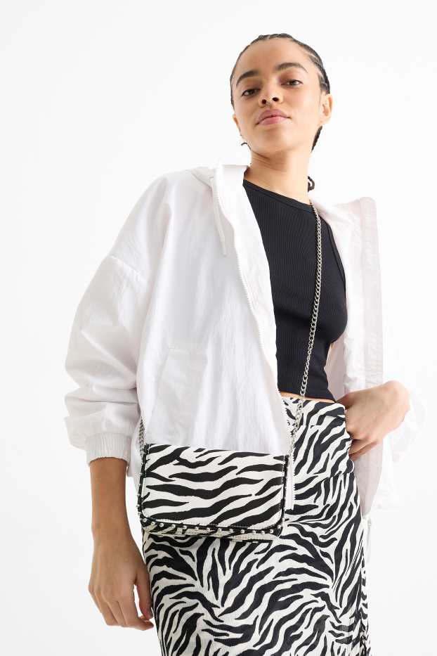 Donna - Borsa a tracolla - con motivi - bianco / nero