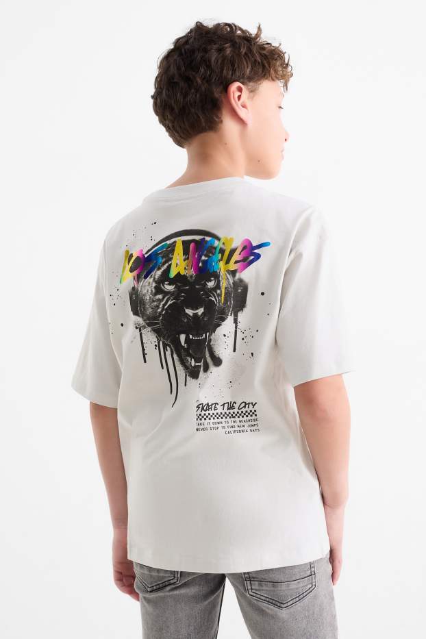 Bambini - Skater e puma - maglia a maniche corte - grigio chiaro