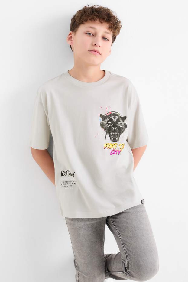 Bambini - Skater e puma - maglia a maniche corte - grigio chiaro
