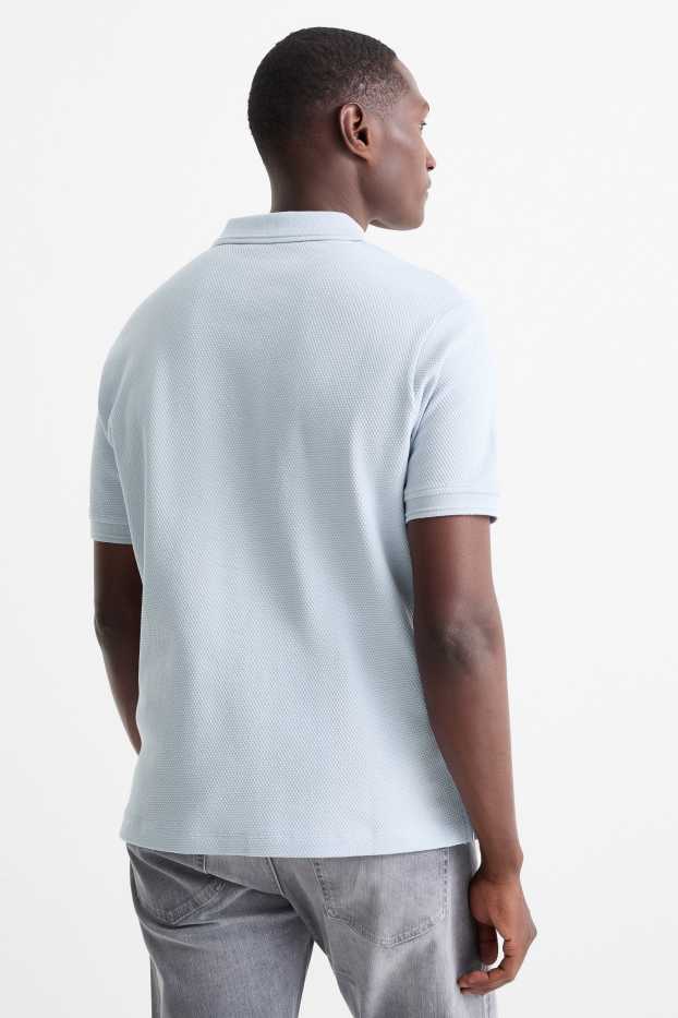 Heren - Poloshirt - regular fit - met structuur - lichtblauw