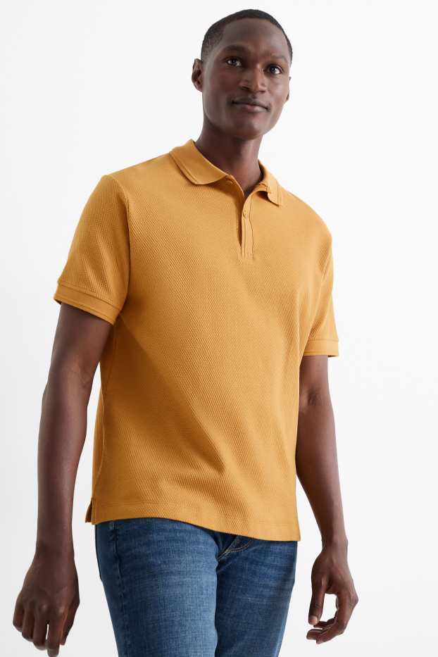 Home - Polo - regular fit - texturat - marró