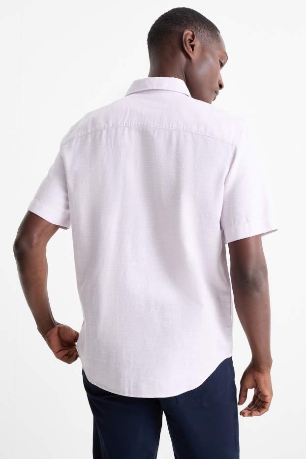 Uomo - Camicia - regular fit - collo all'italiana - viola chiaro