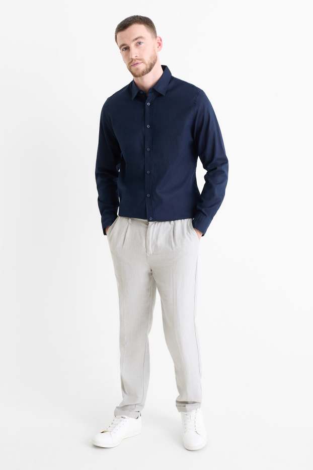 Hommes - Chino avec teneur en lin - tapered fit - gris clair