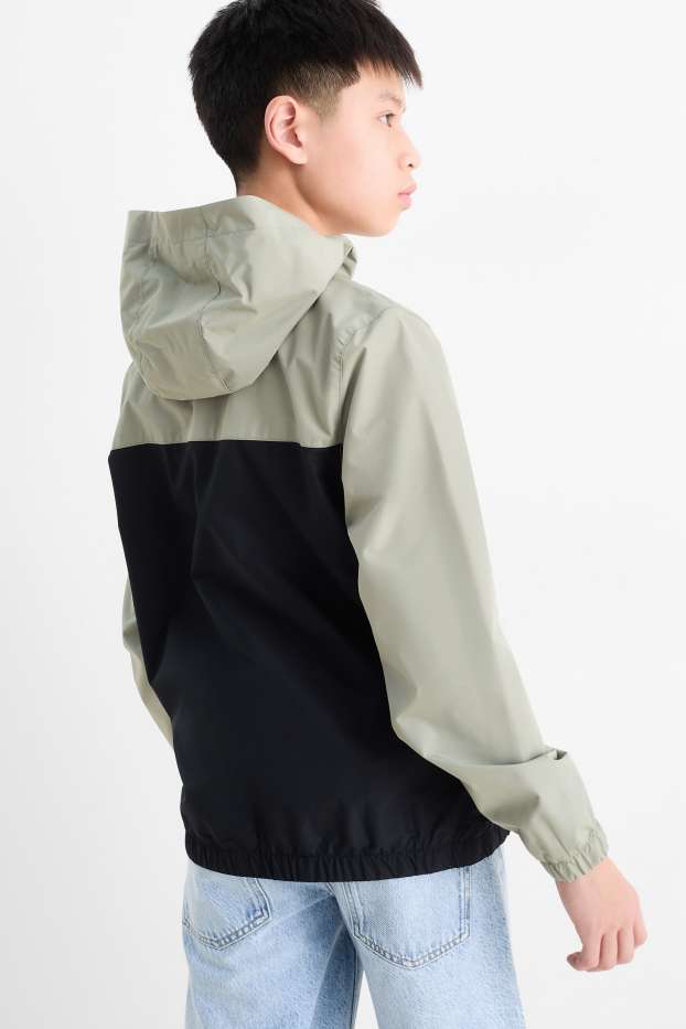 Kinder Jungen - Jacke mit Kapuze - wasserabweisend  - grün