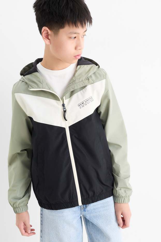 Kinder Jungen - Jacke mit Kapuze - wasserabweisend - grün