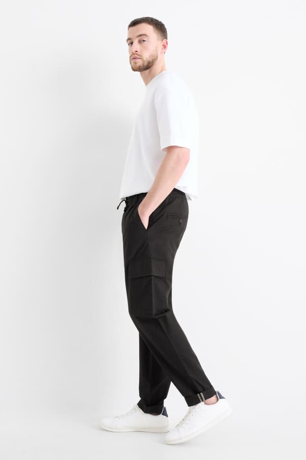 Herren - Cargohose - Tapered Fit - schwarz