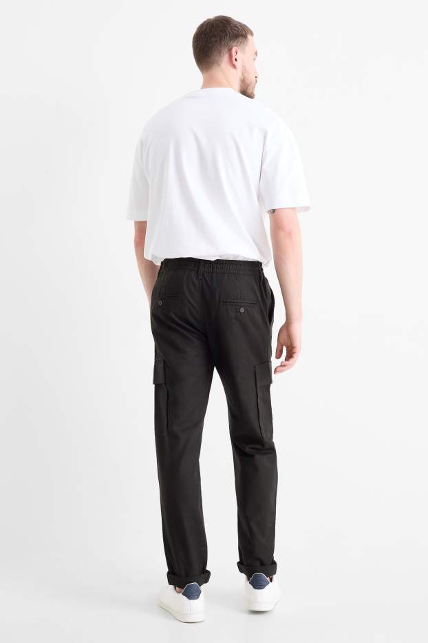 Herren - Cargohose - Tapered Fit - schwarz
