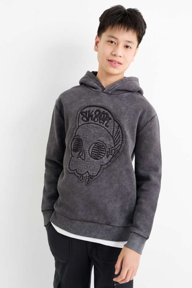 Enfants garçons - Tête de mort - sweat à capuche - gris foncé