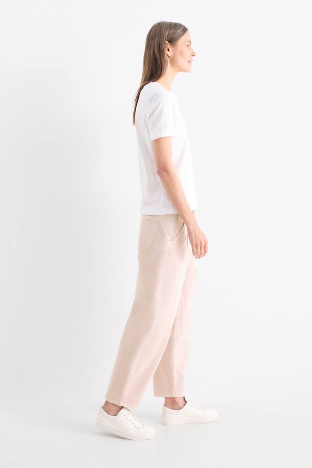 Damen - Barrel Jeans - High Waist - rosa