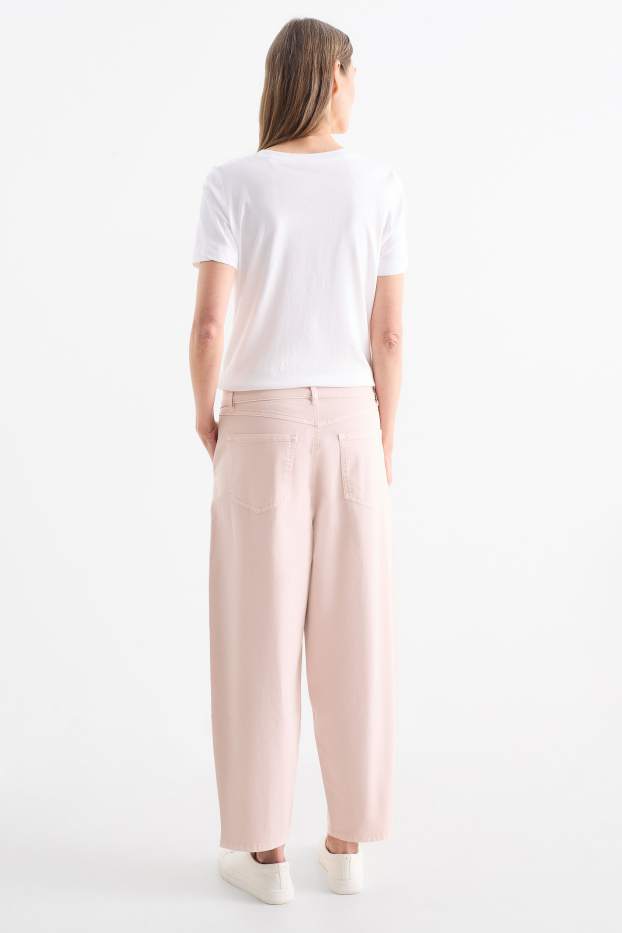 Damen - Barrel Jeans - High Waist - rosa